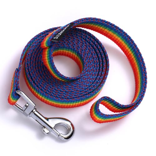 Siumouhoi 1,8 m lange Hundeleine für Welpen, starke Leine im traditionellen Stil mit einfach zu bedienendem Kragenhaken, Hundeleine, ideal für kleine und mittelgroße und große Hunde (Regenbogen, 1,6 von Siumouhoi