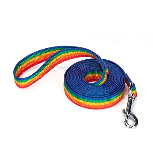 Siumouhoi Robuste, langlebige Nylon-Hundeleine, 2,5 cm breites Traktionsseil, 1,8 m 3 m 4,6 m lang, für kleine und mittelgroße Hunde (Regenbogen, 3 m) von Siumouhoi