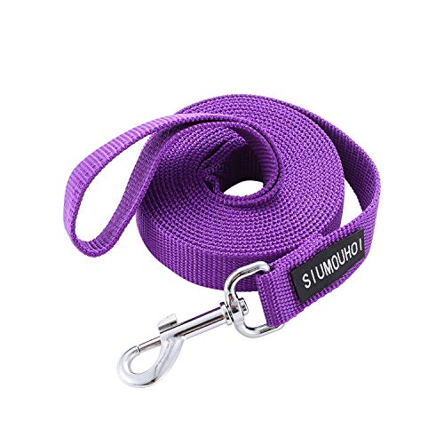 Siumouhoi Robuste, langlebige Nylon-Hundetrainingsleine, 2,5 cm breites Zugseil, 1,8 m, 3 m, 4,6 m lang, für kleine und mittelgroße Hunde (lila, 4,5 m) von Siumouhoi