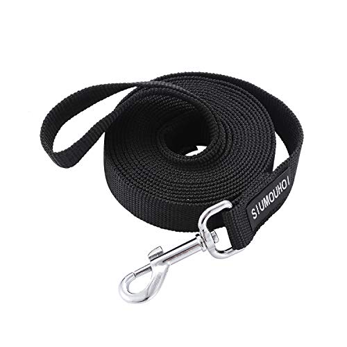 Siumouhoi Robuste, langlebige Trainingsleine aus Nylon, 2,5 cm breites Zugseil, 1,8 m, 3 m, 4,6 m lang, für kleine und mittelgroße Hunde (Schwarz, 1,8 m) von Siumouhoi