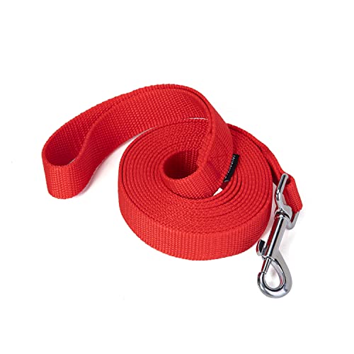 Siumouhoi Starke langlebige Nylon-Trainingsleine Laufleine für Hunde, 2,5 cm breites Zugseil, 1,8 m, 3 m, 4,6 m lang, für kleine und mittelgroße Hunde (3 m, rot) von Siumouhoi