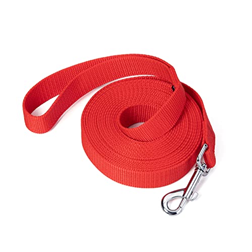 Siumouhoi Starke langlebige Nylon-Trainingsleine, 2,5 cm breites Zugseil, 1,8 m, 3 m, 4,6 m lang, für kleine und mittelgroße Hunde (4,6 m, rot) von Siumouhoi