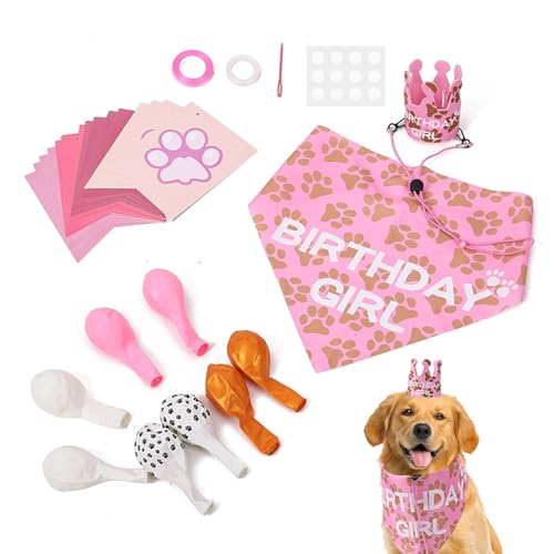 Siuwddee Hunde-Geburtstagshut,Hunde-Geburtstagsparty-Zubehör | Hundegeburtstagsoutfit verstellbar - Hunde-Mädchen-Geburtstags-Bandanas-Set, Haustier-Geburtstagsparty-Zubehör für die ultimative Feier von Siuwddee