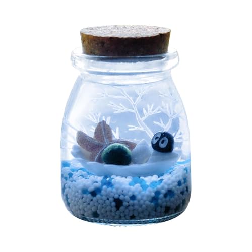 Siuwddee Meereslandschaftsflasche,Miniatur-Unterwasserlandschaft | Öko-Flaschenglasornament mit Licht | Glasvase mit Kork-Display-Mittelstücken, dekorativen Flaschen für Feengarten-Accessoires von Siuwddee