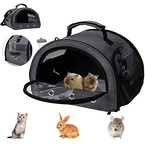 Sixbaola Meerschweinchen-Tragetasche, tragbare Hamster-Tragetasche, Outdoor-Handtasche, atmungsaktive Hamster-Tragetasche mit Wasserflaschenhalter und herausnehmbarem Futter für Tierträger (G-L) von Sixbaola