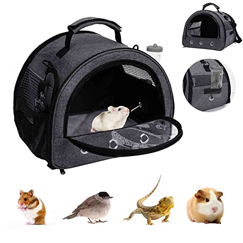 Sixbaola Meerschweinchen-Tragetasche, tragbare Hamster-Tragetasche, Outdoor-Handtasche, atmungsaktiver Hamster-Tragetasche mit Wasserflaschenhalter und herausnehmbarem Einsatz für kleine Tiere von Sixbaola