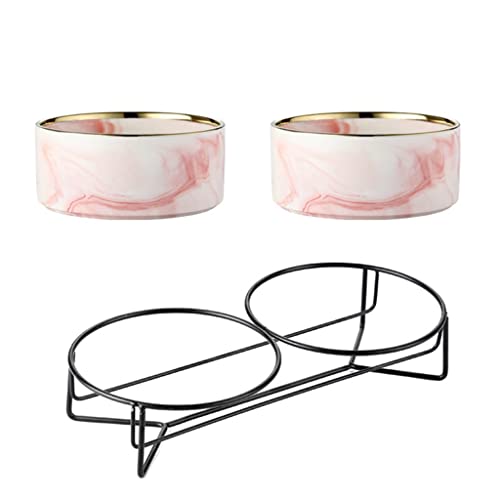 SkVLf Keramik-Futternäpfe mit Edelstahlständer – leicht zu reinigender Futter- und Wasserspender für Katzen und Hunde (Farbe und Größe wählbar) von SkVLf