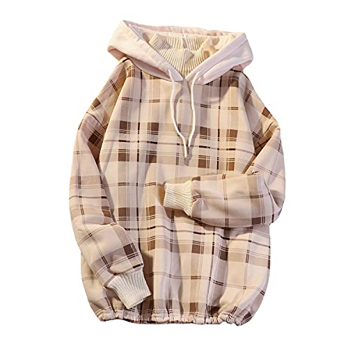 Herbst Winter Kleidung Frauen Plaid Hoodies Fake Zweiteilige Fleece Rollkragen Koreanischer Pullover, aprikose, X-Large von Skateboard Frog