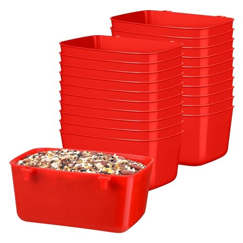 20 Stück Käfig-Becher, Tränkenbecher, 510 ml, Tauben-Futterstation, Kunststoff, Vogelkäfigbecher, hängend, Hasen-Futterstation, rot, langlebig, einfach zu bedienen von Skiitches