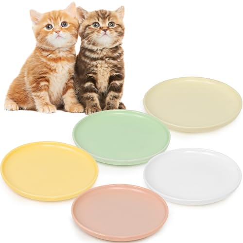 Katzennapf Keramik 5er-Set,Futternapf Katze Keramik Katzenfressnapf Für Kätzchen & Kleintiere Katzenfutter Napf Katzenschüssel Flach Futterschale Katze Katzen Napfset von Skrtuan