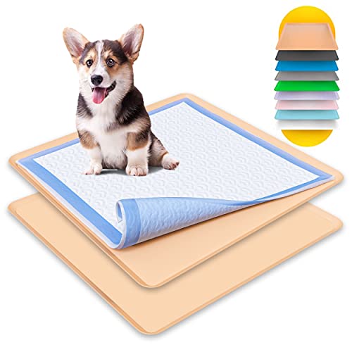 Skywin Halterung für Urinierpads, kein Verschütten, für Hunde – Wee Wee Wee Pad Halter funktioniert mit den meisten Trainingspads, einfach zu reinigen und aufzubewahren (2 Stück, beige) von Skywin