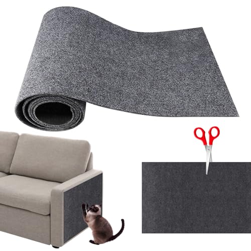 Sleeleece Selbstklebende Kratzmatte,DIY Trimmbarer Teppich Matte,Cat Scratching Mat,Kratzbrett Katzen,Katzen Kratzwand,Katzenkratzbretter für Schützt Teppiche Sofa Möbelschutz(Dunkelgrau,S) von Sleeleece