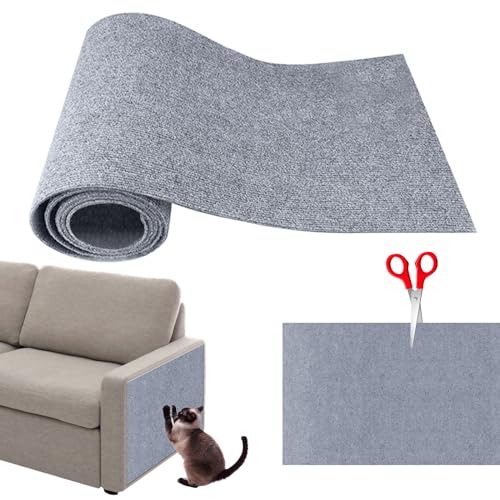 Sleeleece Selbstklebende Kratzmatte,DIY Trimmbarer Teppich Matte,Cat Scratching Mat,Kratzbrett Katzen,Katzen Kratzwand,Katzenkratzbretter für Schützt Teppiche Sofa Möbelschutz(Grau,S) von Sleeleece