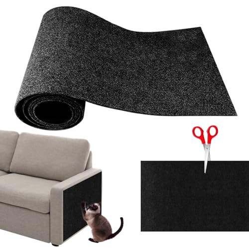 Sleeleece Selbstklebende Kratzmatte,DIY Trimmbarer Teppich Matte,Cat Scratching Mat,Kratzbrett Katzen,Katzen Kratzwand,Katzenkratzbretter für Schützt Teppiche Sofa Möbelschutz(Schwarz,L) von Sleeleece