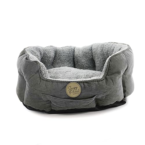 Sleepy Paws Ancol Ovales Bett für Hunde, 50 x 50 cm, graue Kordel und graues Teddy-Material von Sleepy Paws