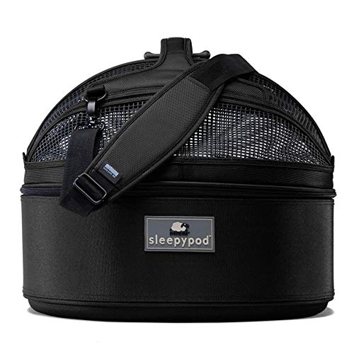 Sleepypod Medium Hundetragetasche Katzentragetasche Schlafkorb, portables Haustierbett, Jet Black von Sleepypod