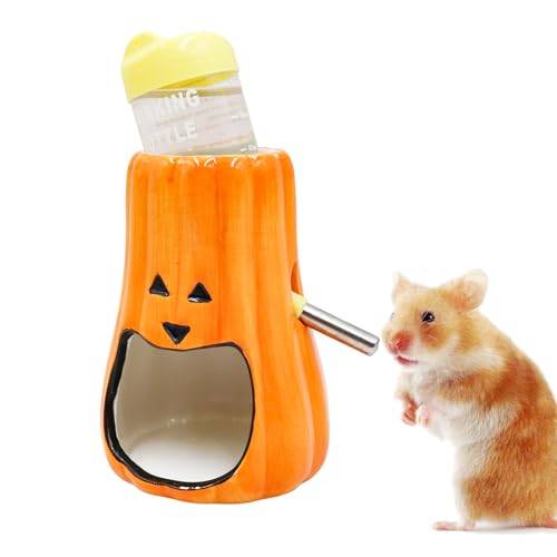 Slepceub 2-in-1 kreative Kürbis-Hamster-Keramik-Wasserflasche, Hamster-Wasserspender, Rennmaus, Wasserflasche, geeignet für Ratten, Mäuse, Rennmäuse, Meerschweinchen, Kaninchen und andere kleine von Slepceub