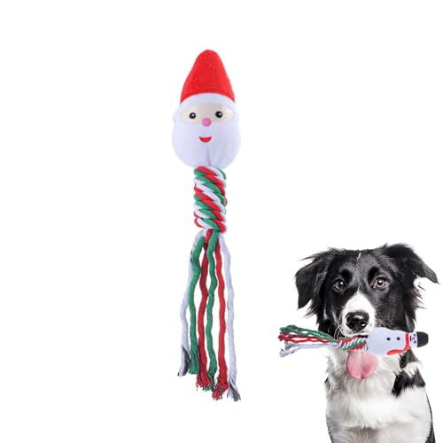 Slipasikao Weihnachtsspielzeug für zahnende Welpen, 6 Stück Weihnachtskauspielzeuge für Hunde, quietschende Plüschspielzeuge für Hunde, robuste Seilspielzeuge für kleine und mittelgroße Hunde (A) von Slipasikao