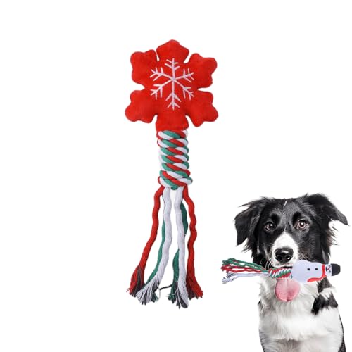 Slipasikao Weihnachtsspielzeug für zahnende Welpen, 6 Stück Weihnachtskauspielzeuge für Hunde, quietschende Plüschspielzeuge für Hunde, robuste Seilspielzeuge für kleine und mittelgroße Hunde (C) von Slipasikao