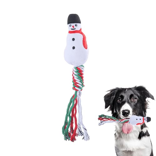 Slipasikao Weihnachtsspielzeug für zahnende Welpen, 6 Stück Weihnachtskauspielzeuge für Hunde, quietschende Plüschspielzeuge für Hunde, robuste Seilspielzeuge für kleine und mittelgroße Hunde (D) von Slipasikao