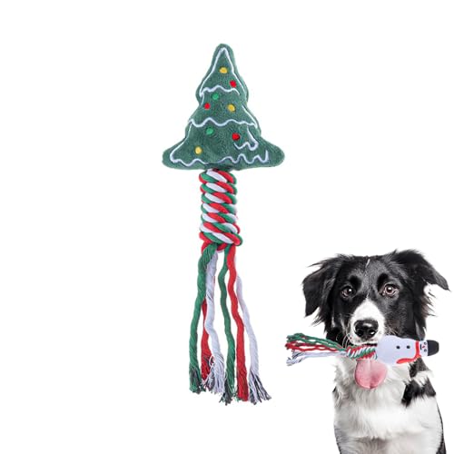 Slipasikao Weihnachtsspielzeug für zahnende Welpen, 6 Stück Weihnachtskauspielzeuge für Hunde, quietschende Plüschspielzeuge für Hunde, robuste Seilspielzeuge für kleine und mittelgroße Hunde (B) von Slipasikao