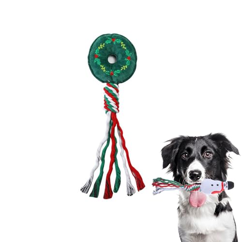 Slipasikao Weihnachtsspielzeug für zahnende Welpen, 6 Stück Weihnachtskauspielzeuge für Hunde, quietschende Plüschspielzeuge für Hunde, robuste Seilspielzeuge für kleine und mittelgroße Hunde (F) von Slipasikao