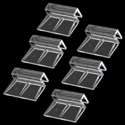 6 Stück Aquarium Abdeckung Halter, Transparent Aquarium Deckel Halter PVC Glasabdeckungs Deckel Clips Universale Halterungen für 6mm Dickes Randlose Aquarien von Sliverdew