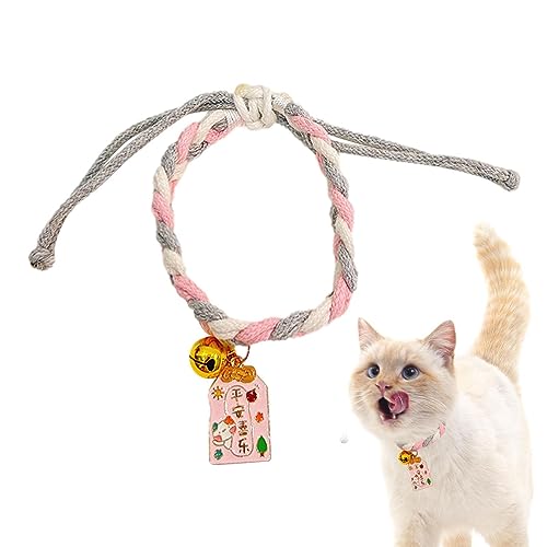 Sloane Gewebtes Katzenhalsband - Buntes Kätzchen-Halsband aus Baumwolle - Flexibles Knotendekorationszubehör für Katzen, Hunde und andere Kleintiere von Sloane