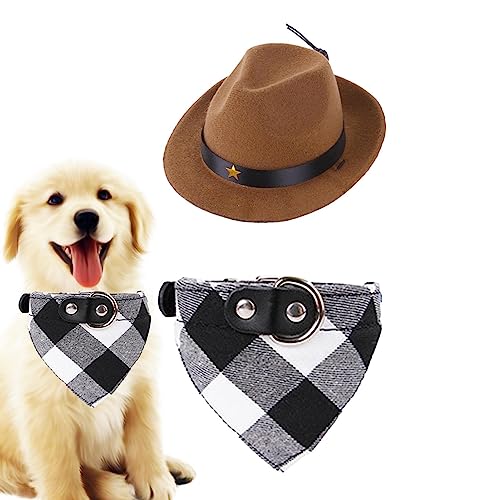 Sloane Katzen-Cowboyhut-Dreiecksschal | Hund, Katze, Haustier, größenverstellbar, weicher Sombrero und Bandana - Weiches und verstellbares Mehrzweck-Haustierkostü -Set für Cosplay-Partys, Karneval, von Sloane