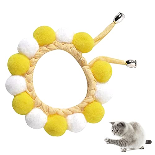 Sloane Süßes Katzenhalsband mit Glöckchen | Haustier Katze Halsband Plüsch - Süße, Bequeme, leichte Wollplüsch-Halsbänder mit Glocke für Kätzchen, kleine Hunde, Geburtstagsgeschenke, Kostü zubehör von Sloane