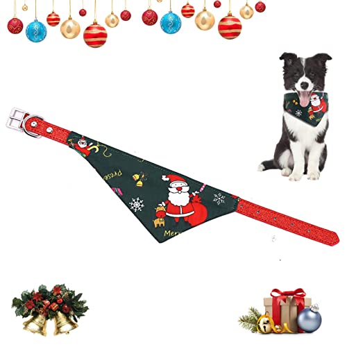 Sloane Weihnachts-Bandanas für Hunde | Waschbares süßes Katzen-Hunde-Bandana,Weiches Feiertags-Hundehalstuch hält das Haustier warm, Hundehalstuch mit Weihnachtsmann-Bild von Sloane