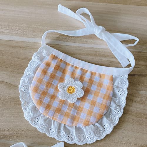 Haustier-Speicheltuch, Hunde-Bandana, niedliches modisches Karomuster, Gesicht, kleine Hunde, Lätzchen für Bichon, Teddy, Pomeranian-Katze, Partyzubehör (Orange) von Sluffs