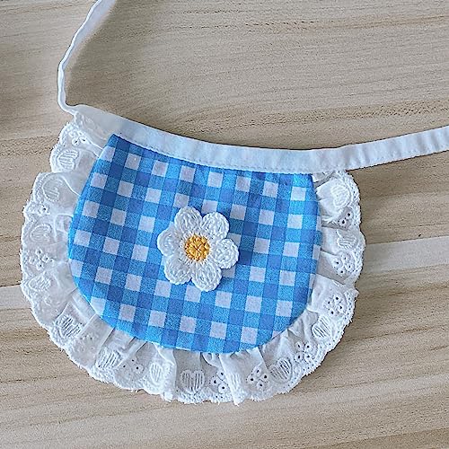 Haustier-Speicheltuch, Hunde-Bandana, niedliches modisches Karomuster, Gesicht, kleine Hunde, Lätzchen für Bichon, Teddy, Pomeranian-Katze, Partyzubehör (Sky Blue) von Sluffs