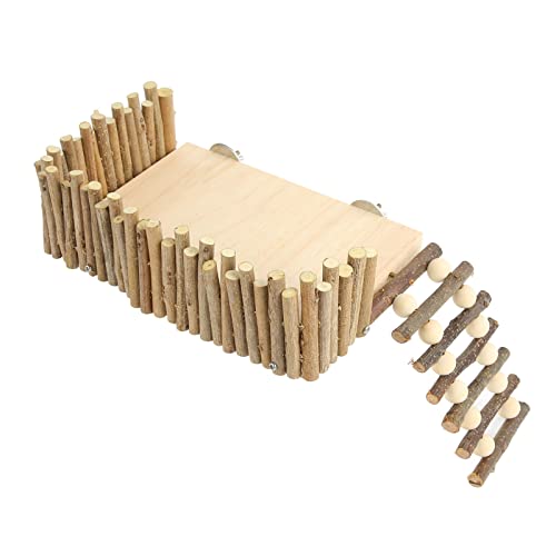 Sluffs Aktivitätsspielplatz für kleine Haustiere aus Holz mit Leiter, Hamsterplattform mit Kletterleiter, Hamster-Kletterplattform, dekorative Meerschweinchenplattform für Goldbären (Schraubentyp) von Sluffs