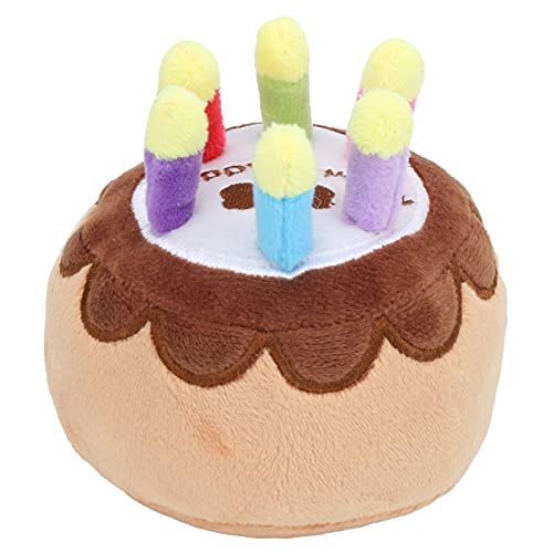 Sluffs Hunde-Geburtstagskuchenspielzeug, Plüschkerze, Geburtstagskuchenspielzeug, Quietscher, Kauspielzeug für Hunde von Sluffs