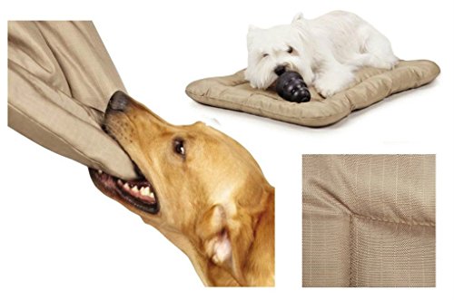 Slumber Pet Heavy Duty Kauen Hundeboxen, Wetterfest Mats für Hunde Verstärkte megaruffs Hundebetten, XLarge - 47¾"L x 29¾"W, Beige von Slumber Pet