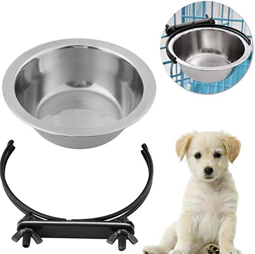 Futternapf Hundenapf Fressnäpfe Edelstahl Hängeschüssel Haustier Essen Wasser Feeder mit Haken für Hunde und Katzen(XL) von Smandy