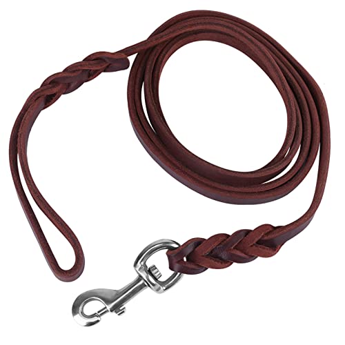 1,2m / 1,6m / 2,1m Leder Hundeleine Hundeführleine Haustier Hundeleine Sicherheitsseil Ledergürtel Leder Hundehalsband & Leine für Haustier Laufen Gehen Ausbildung, 1,2 cm Breite(1.2m) von Smandy