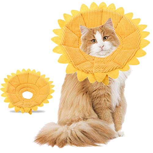 Schutzkragen Halskrause Pet Recovery E Collar Baumwolle Sunflower Collar Neck Cone Kegelkragen Pet Protective Collar für Hund und Katze (23-26cm) von Smandy