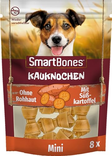 SmartBones Kauknochen Mini - Kausnack mit Süßkartoffel für kleine Hunde, Knochen mit weicher Textur, ohne Rohhaut, 8 Stück von SmartBones