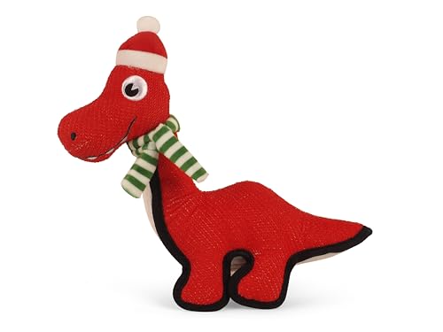 Smart Garden Hundespielzeug Weihnachten Dinosaurier mit Schal Quietschendes Hundespielzeug Rot 29cm Weihnachten Hundespielzeug Perfektes Geschenk für Hunde Festliches Hundegeschenk Weiches von Smart Garden