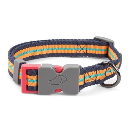 Zoon Walkabout Hundehalsband, Oxford-Design, Blau, Orange, Grün, Streifen (M) von Smart Garden