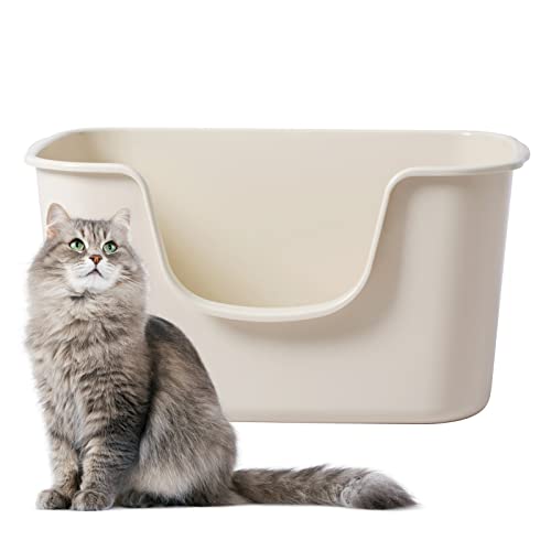 Smart Paws Extra große Jumbo-Katzentoilette für Maine-Coon-Katzen, oben offen, hochseitig, Spritzschutz, langlebiges XL-Kitty-Badezimmer für Haushalte mit mehreren Katzen (Creme) von Smart Paws