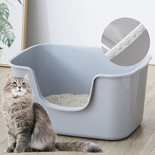 Smart Paws Katzentoilette mit hoher Seite, Größe XL, 64 x 41,5 x 33 cm (L x B x H), Katzentoilette, Grau von Smart Paws