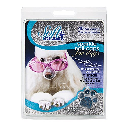 Smart Praxis 40 Zählen Weiche Klauen Nail Kappen für Hunde, XS, Sparkle Blue von Smart Practice