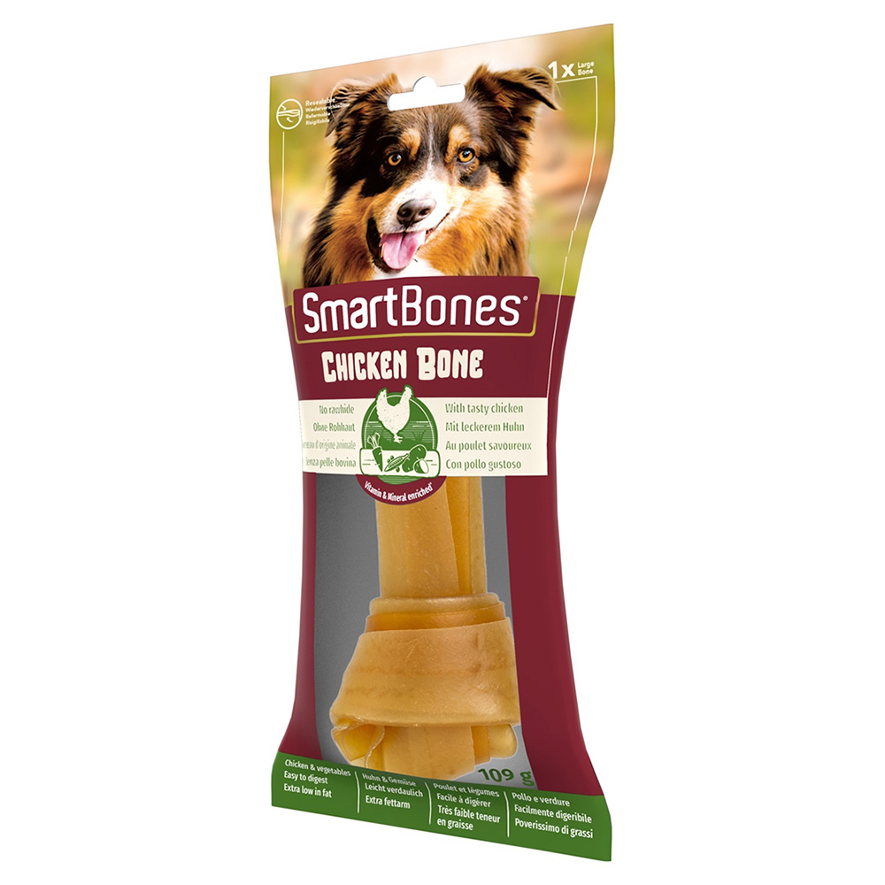 2 + 1 gratis! 3 x SmartBones Hundesnacks - Knochen mit Huhn: für große Hunde (3 x 1 Stück) von SmartBones