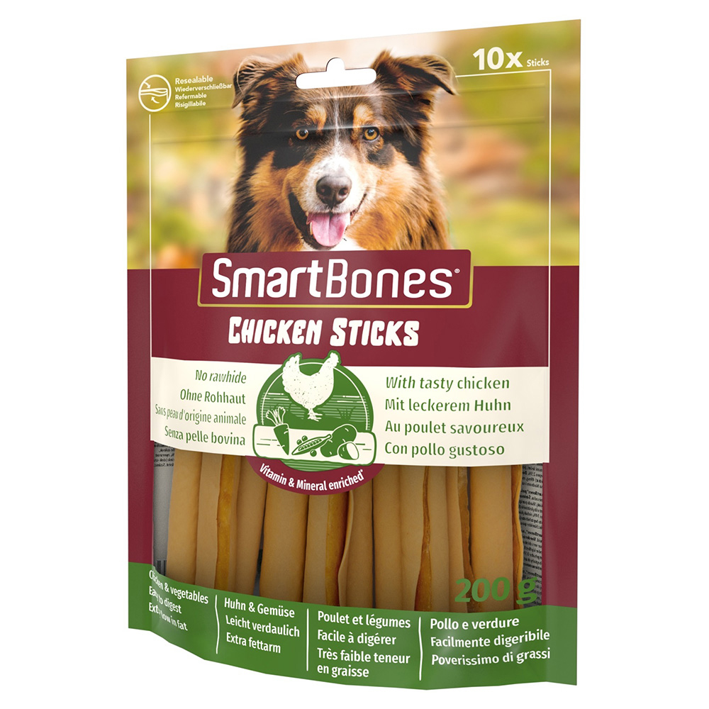 2 + 1 gratis! 3 x SmartBones Kausnacks - Chicken Sticks Kaustangen (3 x 10 Stück) von SmartBones