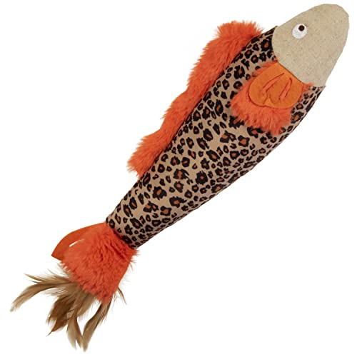 SmartyKat Instincts HappyNip Fin Frenzy Fish Kicker Crinkle Plüsch Katzenspielzeug, enthält Katzenminze & Silbervine – Orange/Beige, Einheitsgröße von SmartyKat