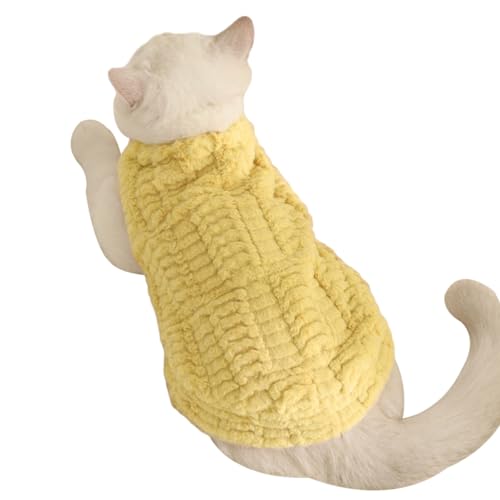 Smbcgdm Bequeme Haustier Kleidung Hoodie für Vitalität Katze Kleidung Gepolstert Verdickt Warm Knopf Schließen zu Tragen 2-legged Gelb XL von Smbcgdm