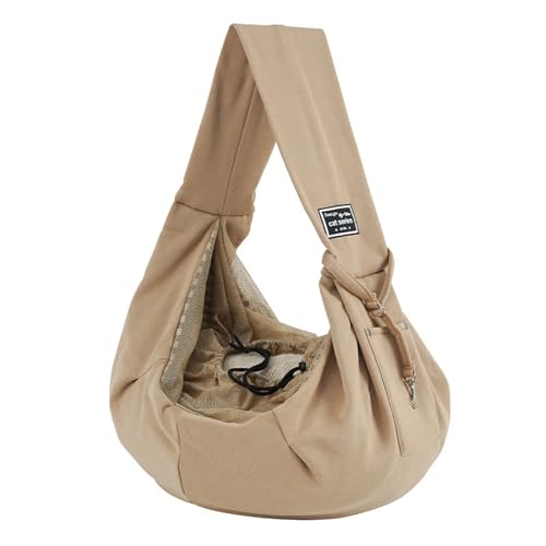 Smbcgdm Bequeme Haustiertasche, verstellbare Haustier-Tragetasche, bequeme Sicherheits-Hundetasche, praktische tragbare Katzen-Reisetasche für tägliche Spaziergänge, Ausflüge, Khaki von Smbcgdm